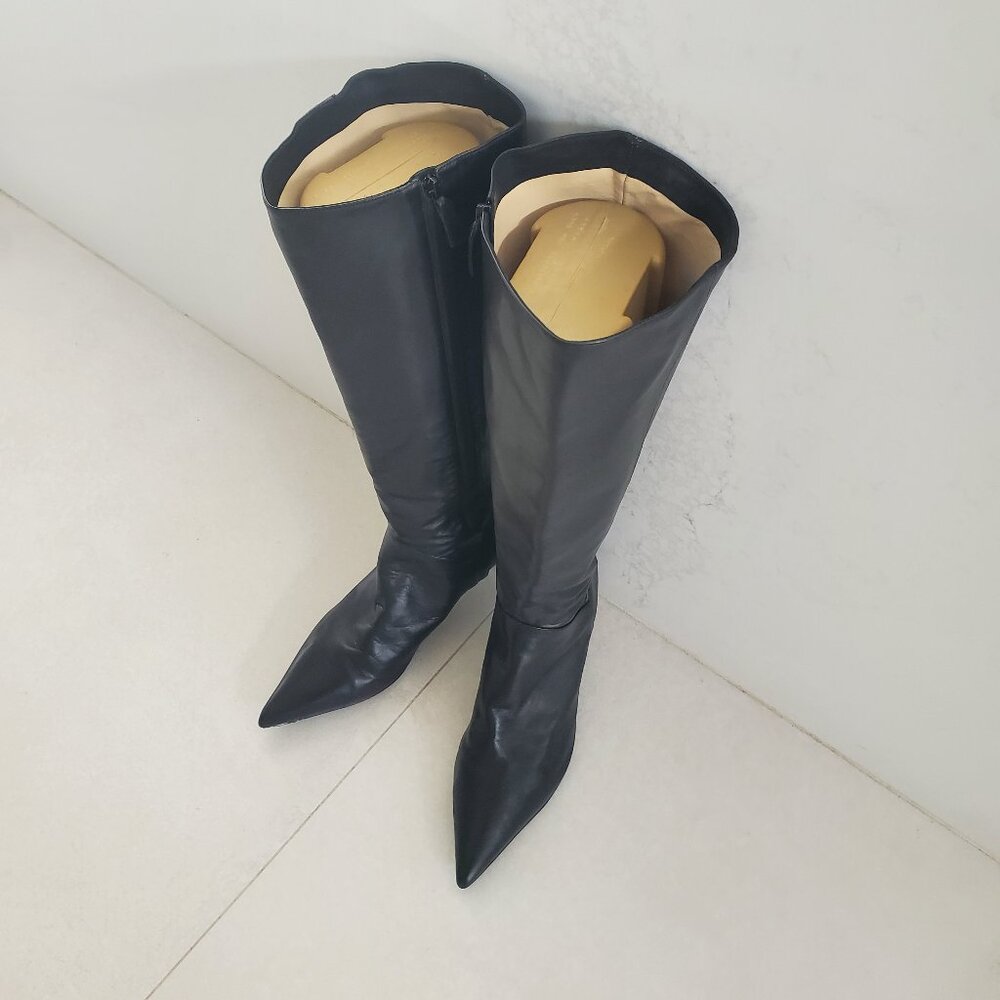 Stunning Cole Haan NikeAir Black Leather Kitten Heel Boots Needs Sole Repair 9.5 - Picture 2 of 13